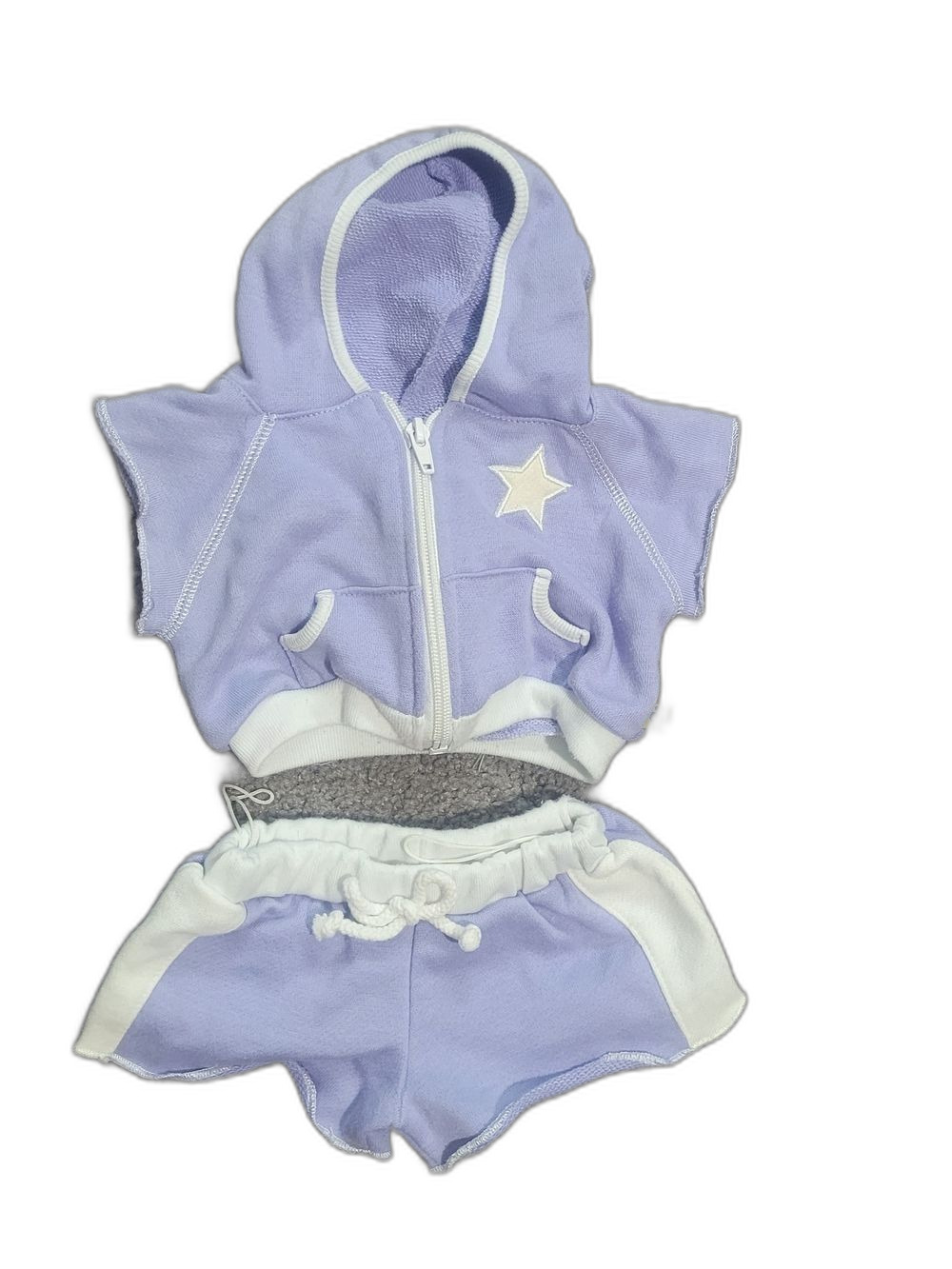 Build-A-Bear Lavender Hooded Short Set with White Star